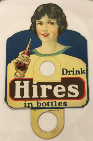 Vintage Hires Root Beer Cardboard Soda Pop Bottle Topper Advertisement