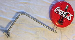Double - Sided Coca Cola Display Sign Advertising W/metal Handle Holder