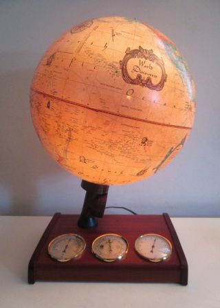 Vintage Scan Globe 12 " Lighted World Spot Globe & Weather Station Denmark Nos