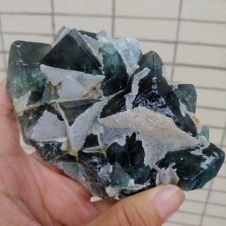 418g Natural Green Fluorite Quartz Crystal Mineral Specimen Healing Fca577