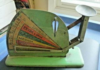 Antique/vintage Jiffy Way Tin Poultry Egg Scale Grader Green Finish