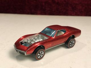 1968 Hot Wheels Redline Custom Corvette Red Sweet 16 Hong Kong Mattel