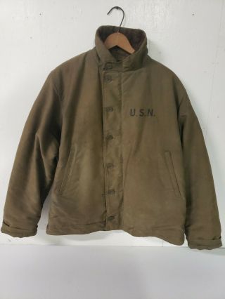 Rare Wwii U.  S.  S.  Bushnell As - 15 N - 1 Usn Size 42 Deck Jacket Nxsx 93446 Alpaca