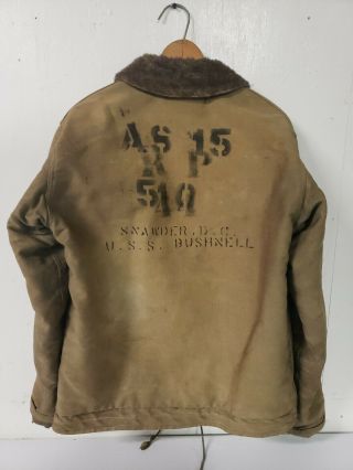 Rare Wwii U.  S.  S.  Bushnell As - 15 N - 1 Usn Size 40 Deck Jacket Nxsx 82366 Alpaca