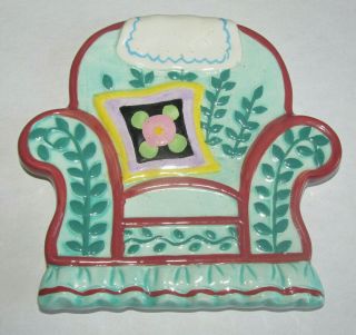 Mary Engelbreit Spoon Rest Ceramic Holder Sofa Chair Trivet Enesco 2001 5 X 5.  5 "