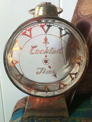Vintage Japan Liquor Bottle Decanter Music Box Pocket Watch Clock Cocktail Time