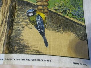 VTG Linen Dish Towel Birds Royal Society for the Protection of Birds Made in UK 2