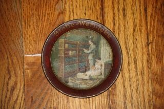Antique Globe Wernicke Barrister Bookcase Advertising Tin Tip Tray Brookville PA 2