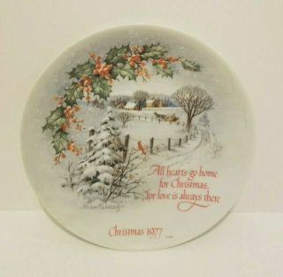 Christmas 1977 Robert Laessig 8 1/4 " Plate Winterscene Series Iii Porcelain