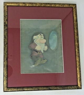 Rare 1938 Disney Animation Cel Of Grumpy From Snow White And The Seven Dwarfs