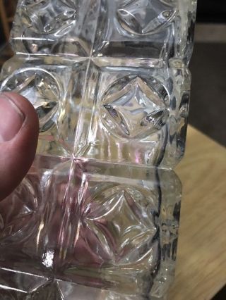 Two Vintage Crystal Glass Diamond Design Square Liquor Whiskey Bottles Decanters 3