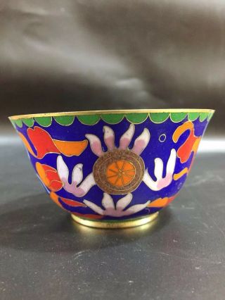 Old Chinese Antique Cloisonne Handmade Bat Butterfly Bowl Rn