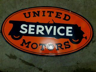 Porcelain United Service Motor Enamel Sign Size 20 " X 36 " Inches Double Sided