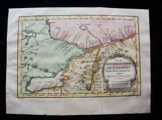 1754 Bellin: Orig.  Map: North America,  Canada,  Ontario,  Toronto,  Saint Laurent.