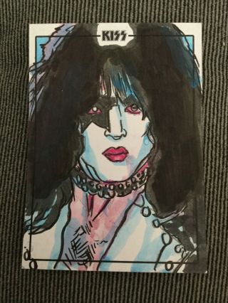 Kiss Premium Trading Cards Dynamite Paul Stanley Sketch Card 1/1 Signed Artist