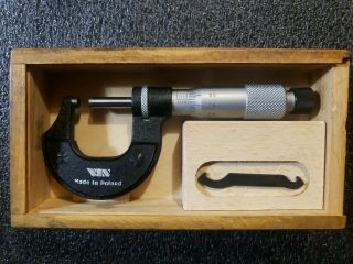 Vintage Vis 0 - 25mm Metric Micrometer Carbide Tips And Ratchet Stop Pn/m - 53202