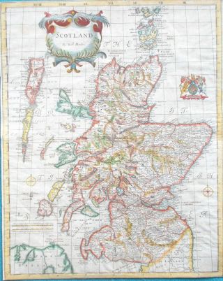 Map Of Scotland.  C1695.  Robert Morden.  Cooper Engraved.  Impressive,  Rare Map.