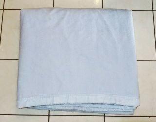 Vintage Acrylic Blanket Light Blue Full/queen Satin Trim 88 " X 100 " Good Cond