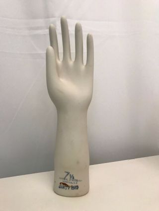 Size 7 1/2 Left Hand White Porcelain Glove Mold 13 1/2 " High Trenton