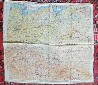 1943 Raf Silk Escape Map Germany Berlin Sheet E F Czech Protectorate Poland Ital