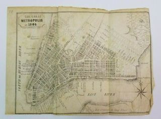 1854 York City Map 1804 Metropolis Thomas Bonar Engraved 7.  75 " X 6.  75 " Rare