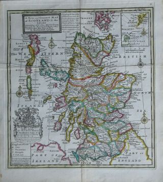Antique Map ‘a And Correct Map Of Scotland & The Isles’ By Herman Moll C1736