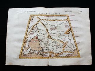 1599 Ptolemy: Map Tabula Asia Ii°: Middle East,  Iran Iraq Russia Georgia