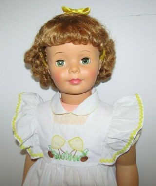 Vintage Doll Ideal Patti Playpal Curly Top Cute Dress Needs Tlc 35” 1959 - 1960s