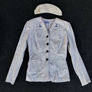 Wwii Navy Waves Womens Seersucker Uniform Tunic Jacket And Cap With Sterling Pin