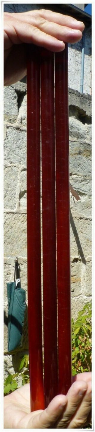 3 Art Deco Rod Cherry Amber Bakelite Stick Block Marbled Bead Necklace 495grams