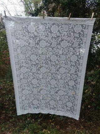 Vintage White Lace Curtain Panel 43 " X 61 " White Shabby Chic Floral