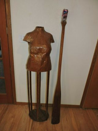 Vtg Antique Old Seamstress Mannequin Dress Form Stand Yardstick Display Sew Aafa