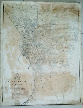 Philippines Huge 1961 Map Of The City Of Manila And Suburbs 149 X 93 Cm