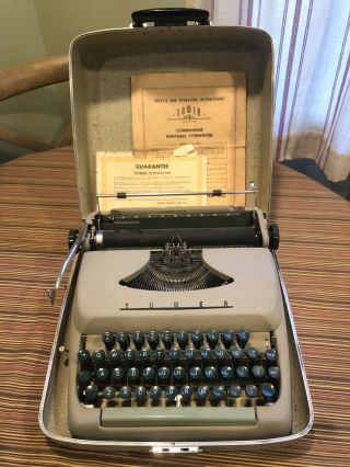 Sears Tower Commander Portable Typewriter With Paperwork