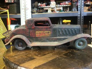 1930 ' s Girard Old Fire Chief Pressed Steel Siren Coupe Vintage Toy Car 2