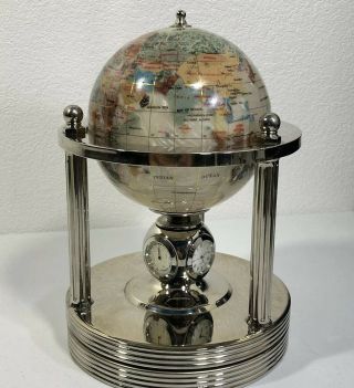 Semi - Precious Stone Inlay Rotating Spinning Desktop Globe 11 In.  Mrglb410