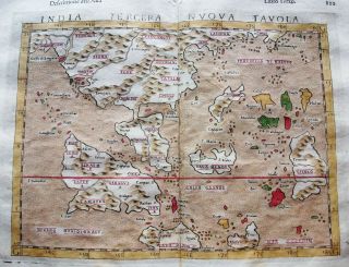 1599 PTOLEMY: map: INDIA TERCERA TABULAE: ASIA,  EAST INDIES,  PHILIPPINES 2