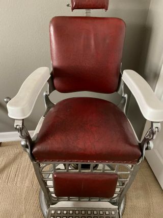 Emil J Paidar Vintage Barber Chair Antique Red