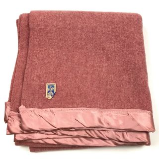 Vintage Kenwood All Virgin Wool Products Blanket Famous 65 " X 74 " Rose Pink