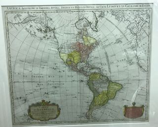 Authentic Hand Colored 1774 Covens Mortier North South America Map Copper Plate