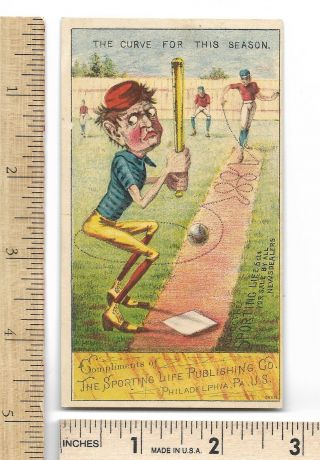 Baseball Sporting Life Publishing Curve For The Season Yellow Bottom Trade Card