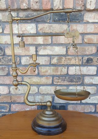 Chapman Brass Balance Scale W/ Candle Holder Vintage Italian Italy