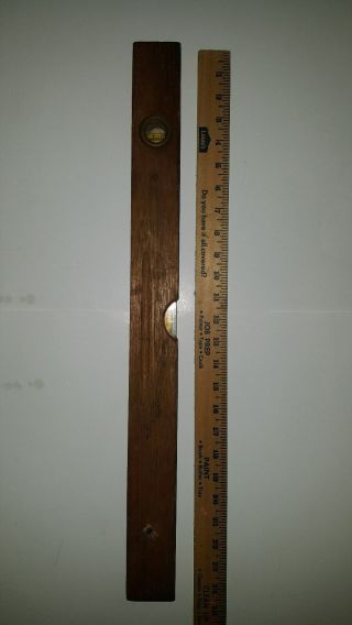 Vintage 24 Inch Wood And Brass Carpenters Level