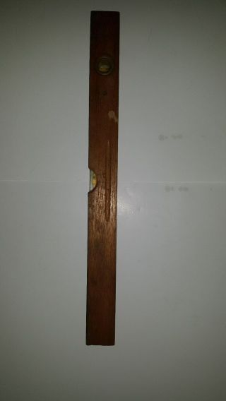 Vintage 24 Inch Wood and Brass Carpenters Level 2