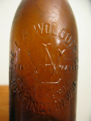 Rare Amber Ss Script Coca Cola Bottle,  Huntington,  W.  Virginia,  L.  A.  Wolcott Co
