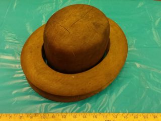 Antique Hatters Supply House Millinery Wood Hat Block Mold Brim Form