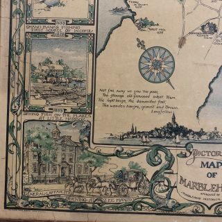 1929 Pictorial Map Of Marblehead Antique 2