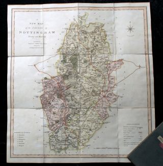Georgian Antique Map Of Nottinghamshire By C Smith,  1804 With Slip Case