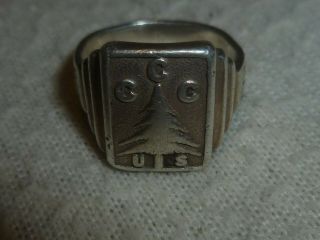 Vintage Sterling Silver Ccc Civilian Conservation Corps Ring 1935 Forest Service
