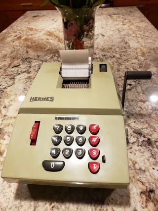Hermes Precisa Model 109 - 7 Mechanical Calculator - Adding Machine - Very Rare